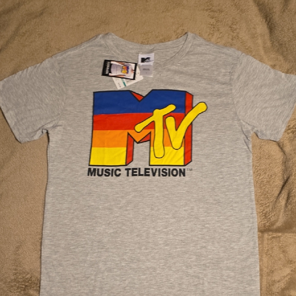 MTV Logo Tee in Gray with Vibrant Colors